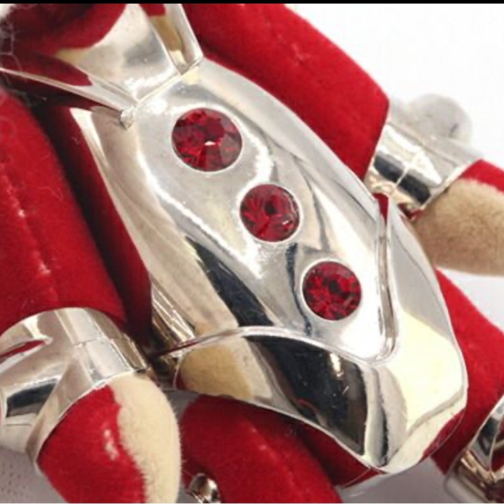 Prada Bear Robot Metallic Charm Keychain Red and Silver Teddy w/Box Red Crystals - Picture 8 of 13